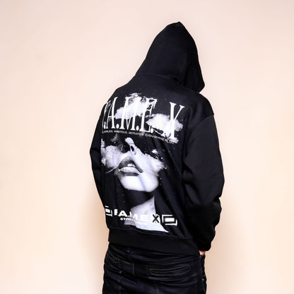 Star Gazer celestial pop art hoodie on model | F.A.M.E. X streetwear