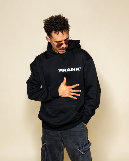 Frank Frankenstein parody art hoodie on model | F.A.M.E. X streetwear