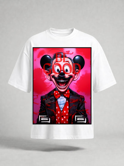 BE GOOD horror pop cartoon mascot parody art graphic tee shirt in white | F.A.M.E. X streetwear