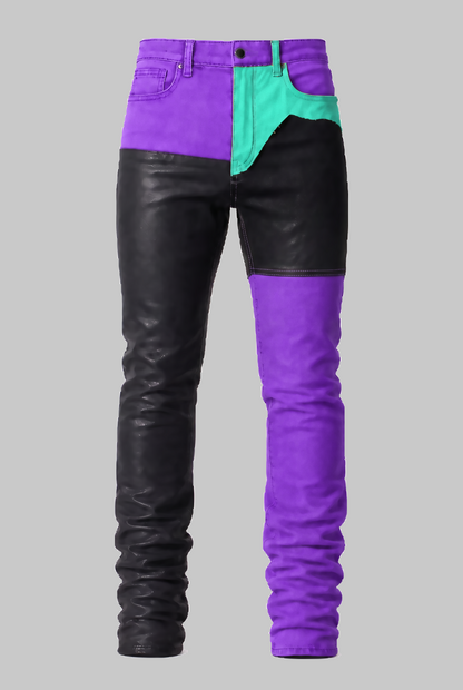 DON'T DIE YET wide leg color denim jeans pre-order front view | F.A.M.E. X streetwear