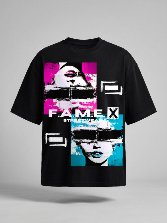 Electric Jane Doe Warhol style pop art graphic tee shirt in black | F.A.M.E. X streetwear