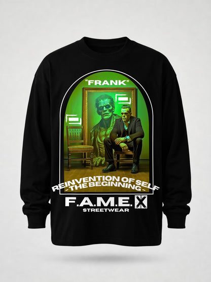 Frank Frankenstein parody art long sleeve shirt in black | F.A.M.E. X streetwear