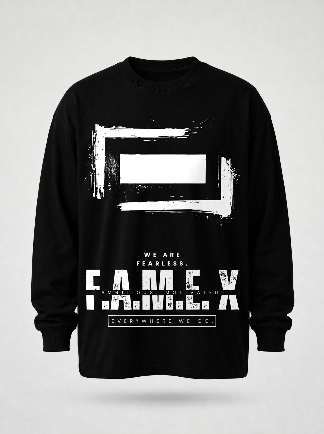 F.A.M.E. X broken frame logo long sleeve shirt in black | F.A.M.E. X streetwear