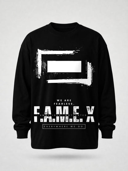 F.A.M.E. X broken frame logo long sleeve shirt in black | F.A.M.E. X streetwear