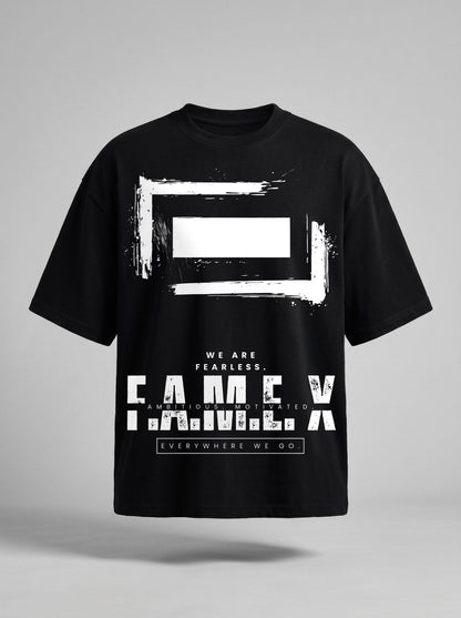 F.A.M.E. X broken frame logo graphic tee shirt in black | F.A.M.E. X streetwear