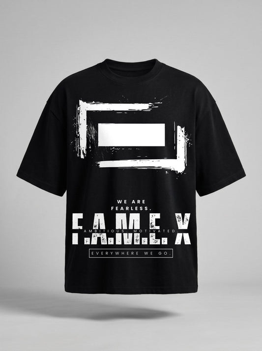 F.A.M.E. X broken frame logo graphic tee shirt in black | F.A.M.E. X streetwear