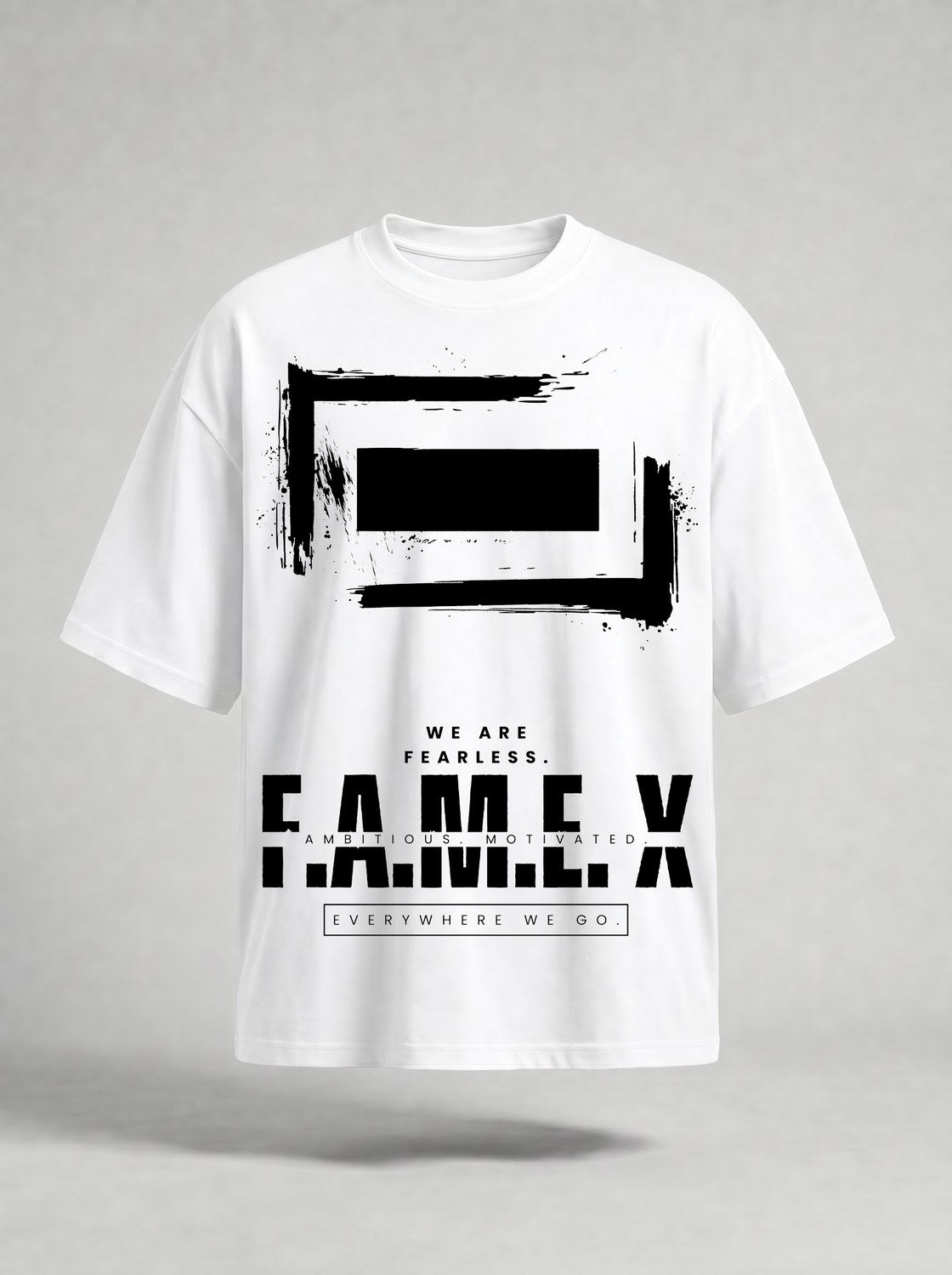 F.A.M.E. X broken frame logo graphic tee shirt in white | F.A.M.E. X streetwear