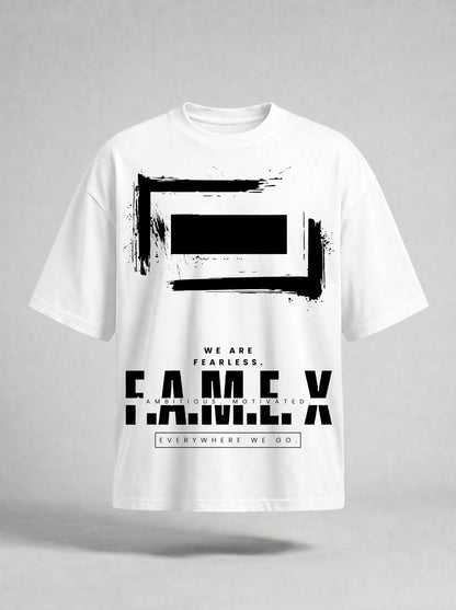 F.A.M.E. X broken frame logo graphic tee shirt in white | F.A.M.E. X streetwear