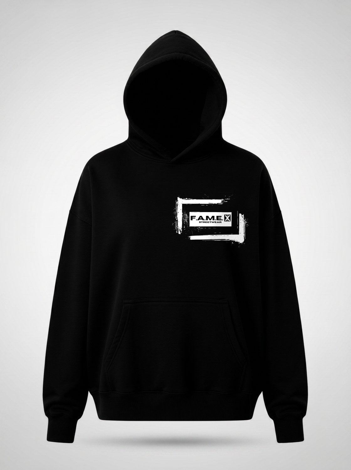 Mona Lisa twin parody art hoodie front view, in black | F.A.M.E. X streetwear