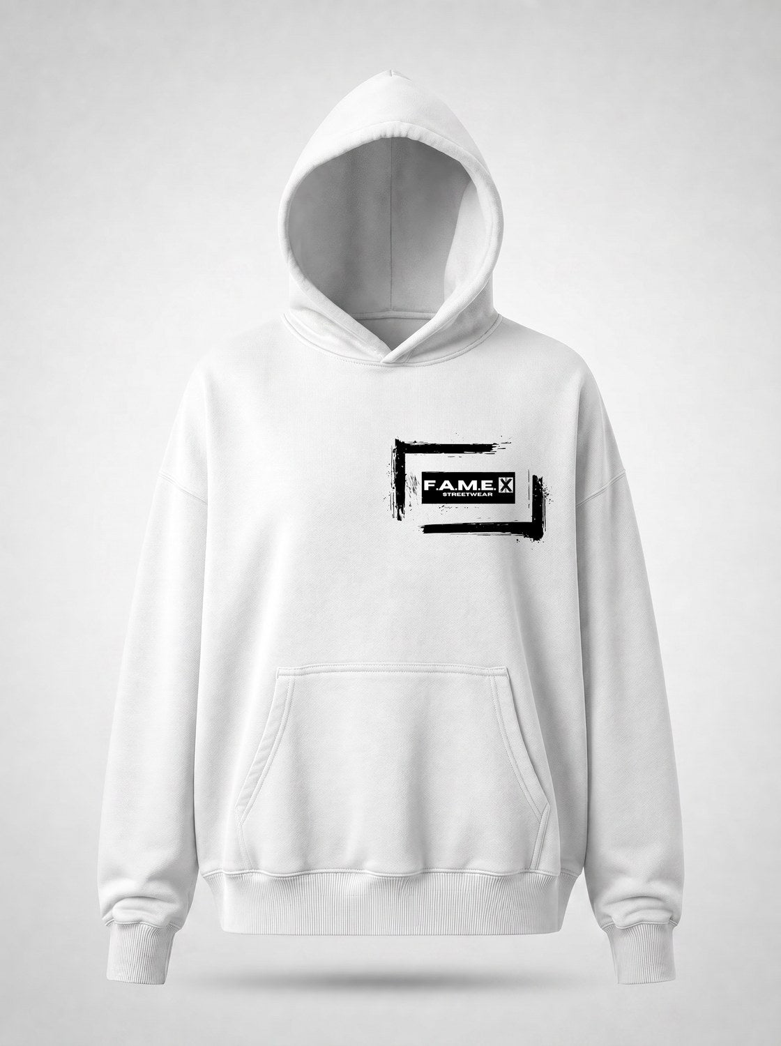 Mona Lisa twin parody art hoodie front view, in white | F.A.M.E. X streetwear
