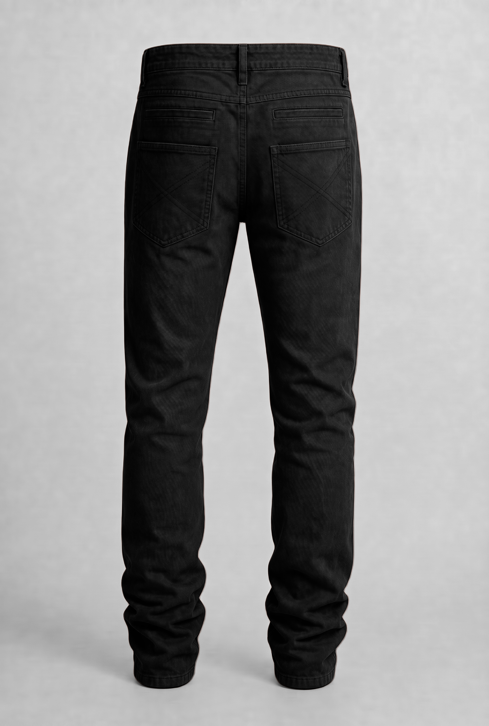 VITA NOVA new life single-color utility denim pants back view, in black | F.A.M.E. X streetwear