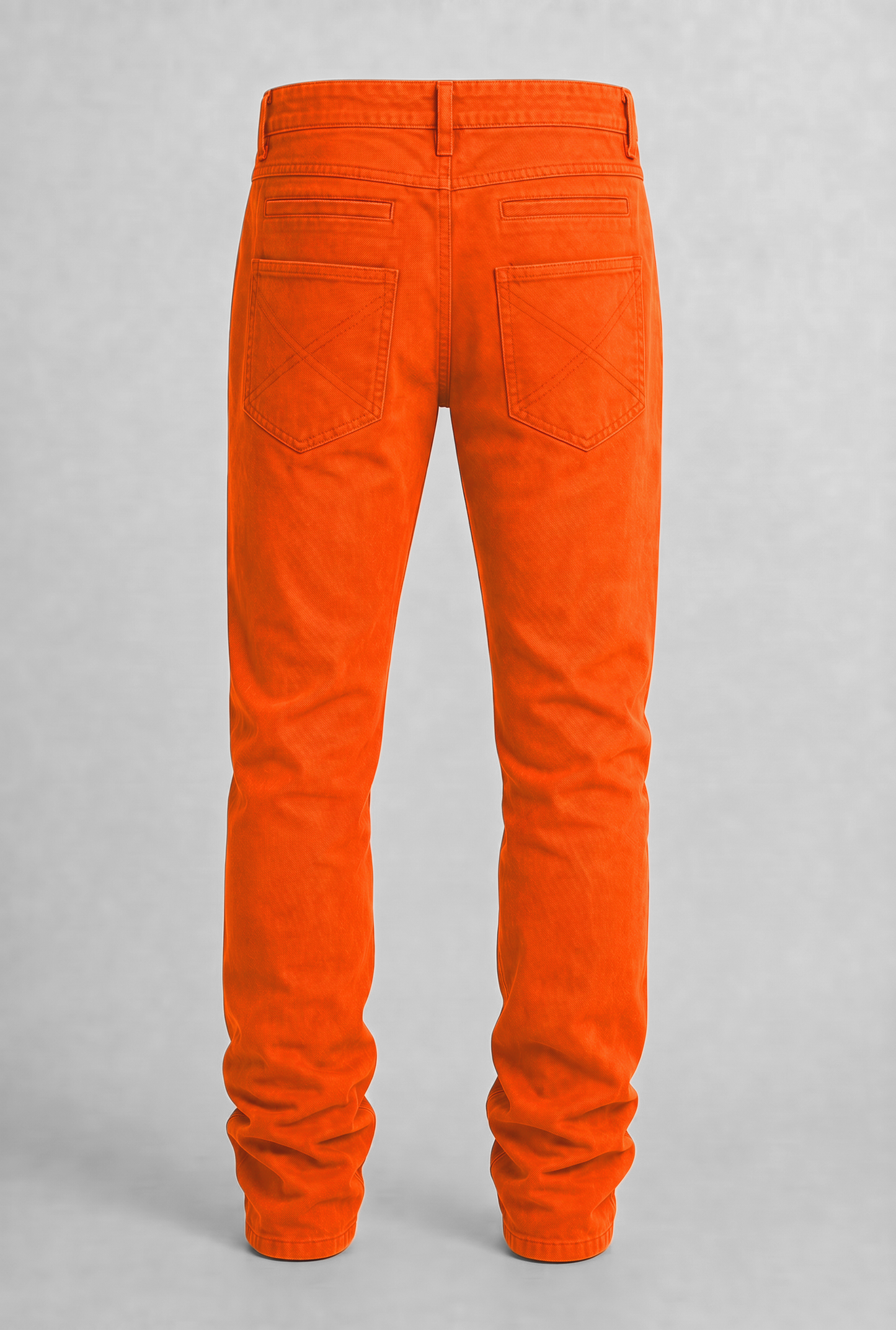 VITA NOVA new life single-color utility denim pants back view, in orange | F.A.M.E. X streetwear