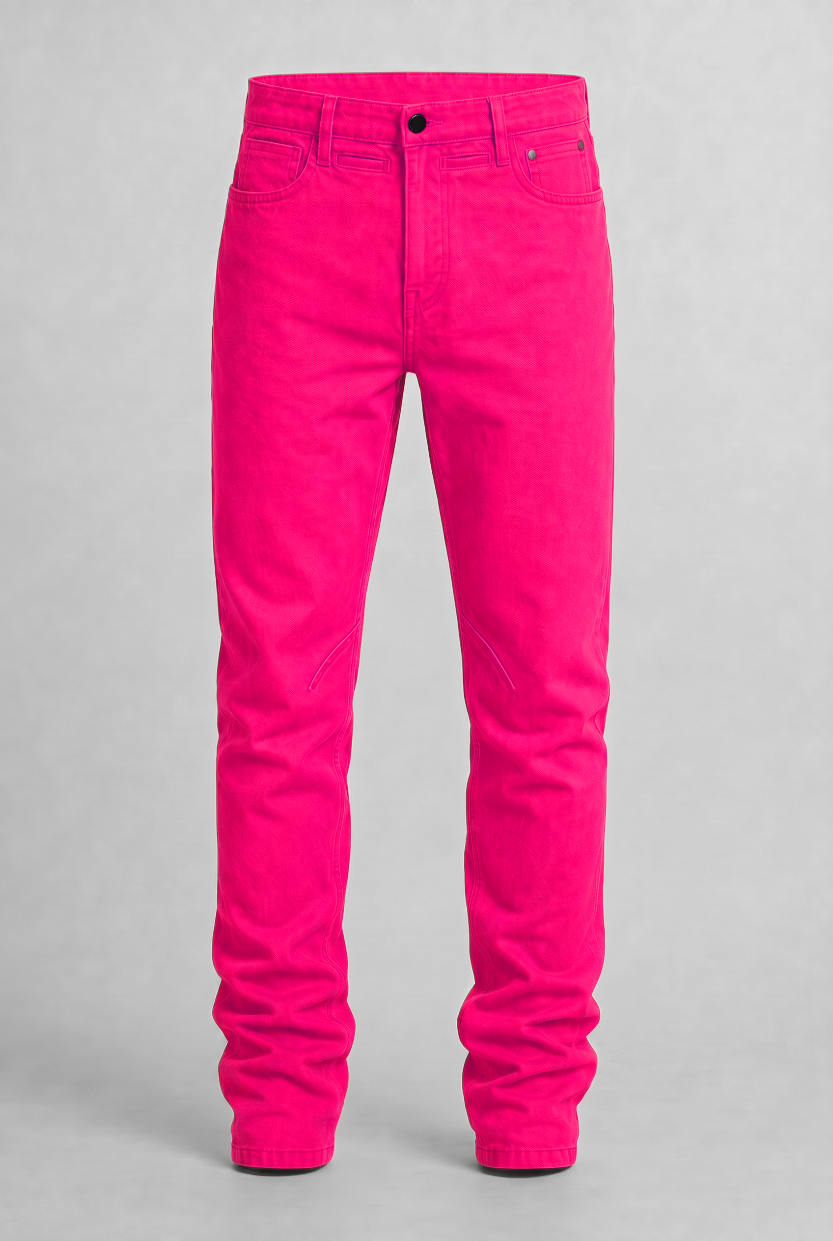 VITA NOVA new life single-color utility denim pants front view, in pink | F.A.M.E. X streetwear