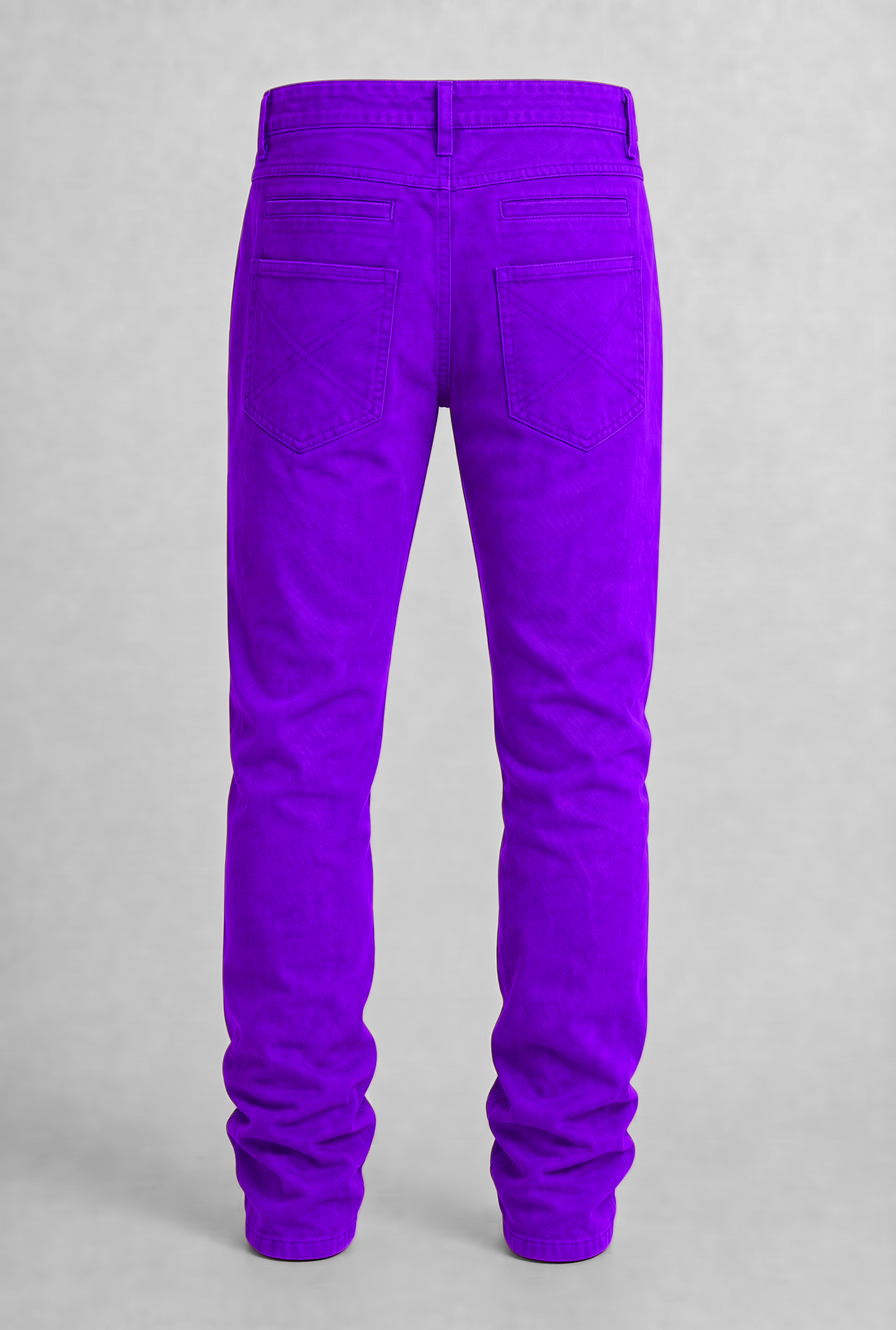 VITA NOVA new life single-color utility denim pants back view, in purple | F.A.M.E. X streetwear