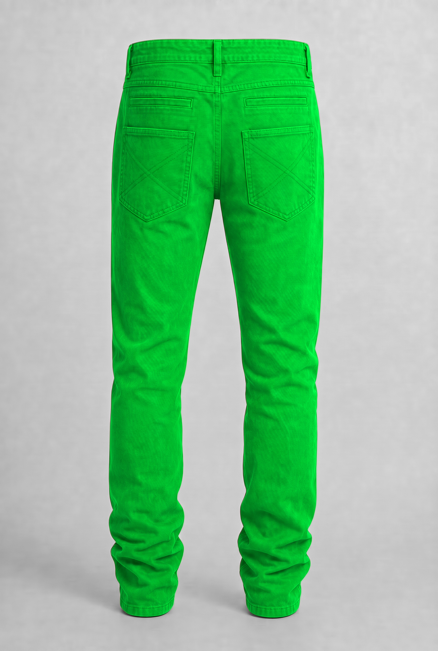 VITA NOVA new life single-color utility denim pants back view, in shamrock green | F.A.M.E. X streetwear