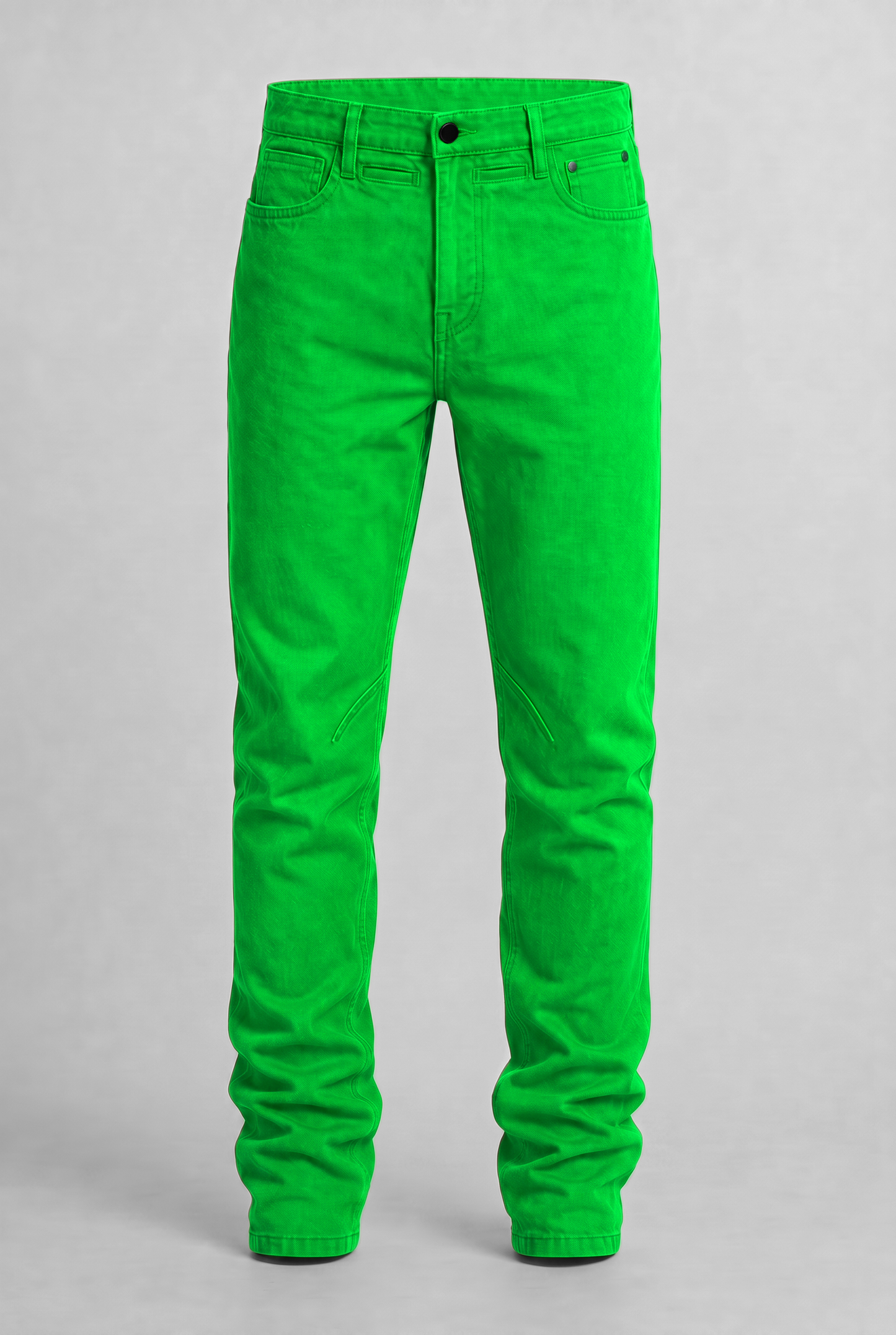 VITA NOVA new life single-color utility denim pants front view, in shamrock green | F.A.M.E. X streetwear