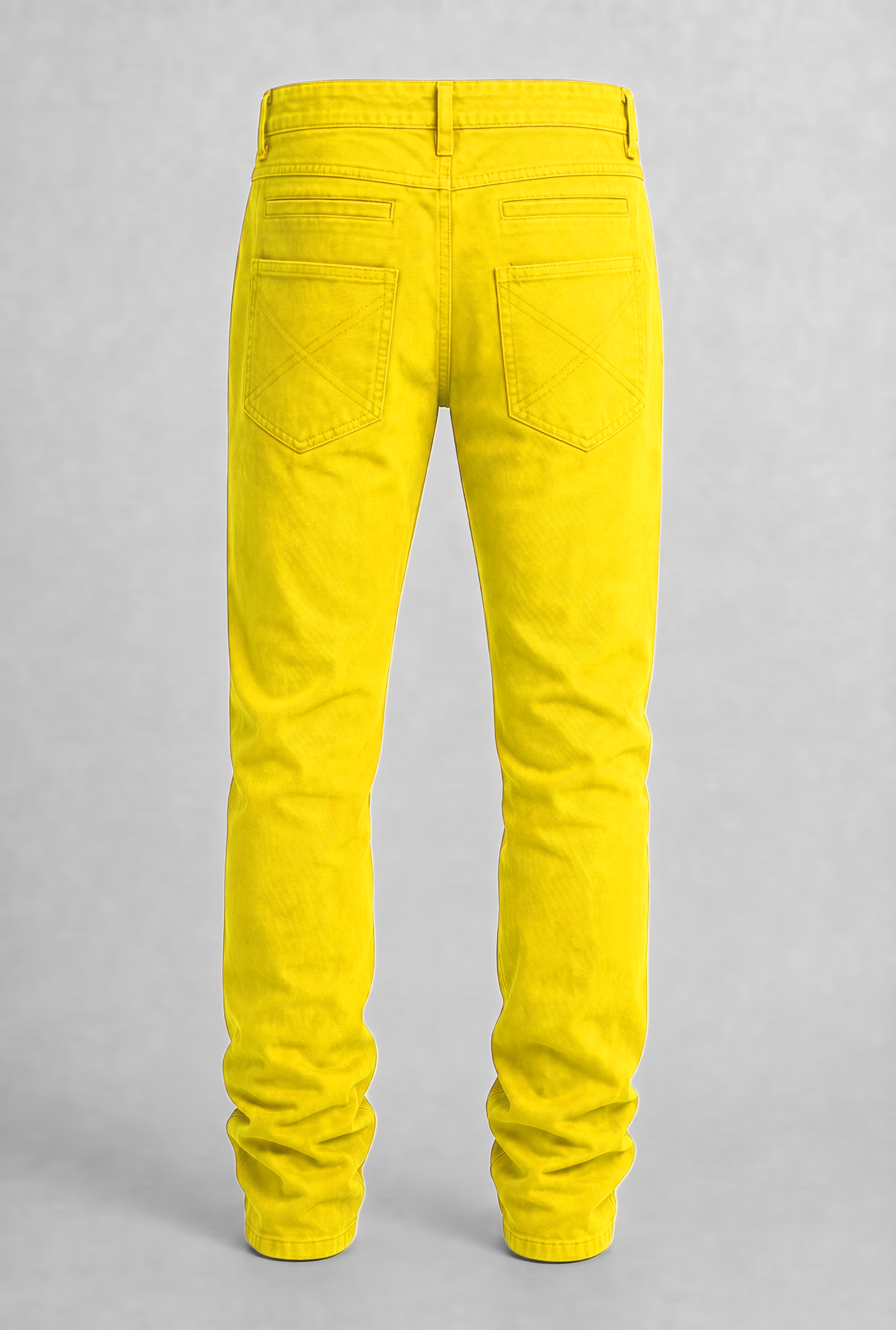 VITA NOVA new life single-color utility denim pants back view, in yellow | F.A.M.E. X streetwear