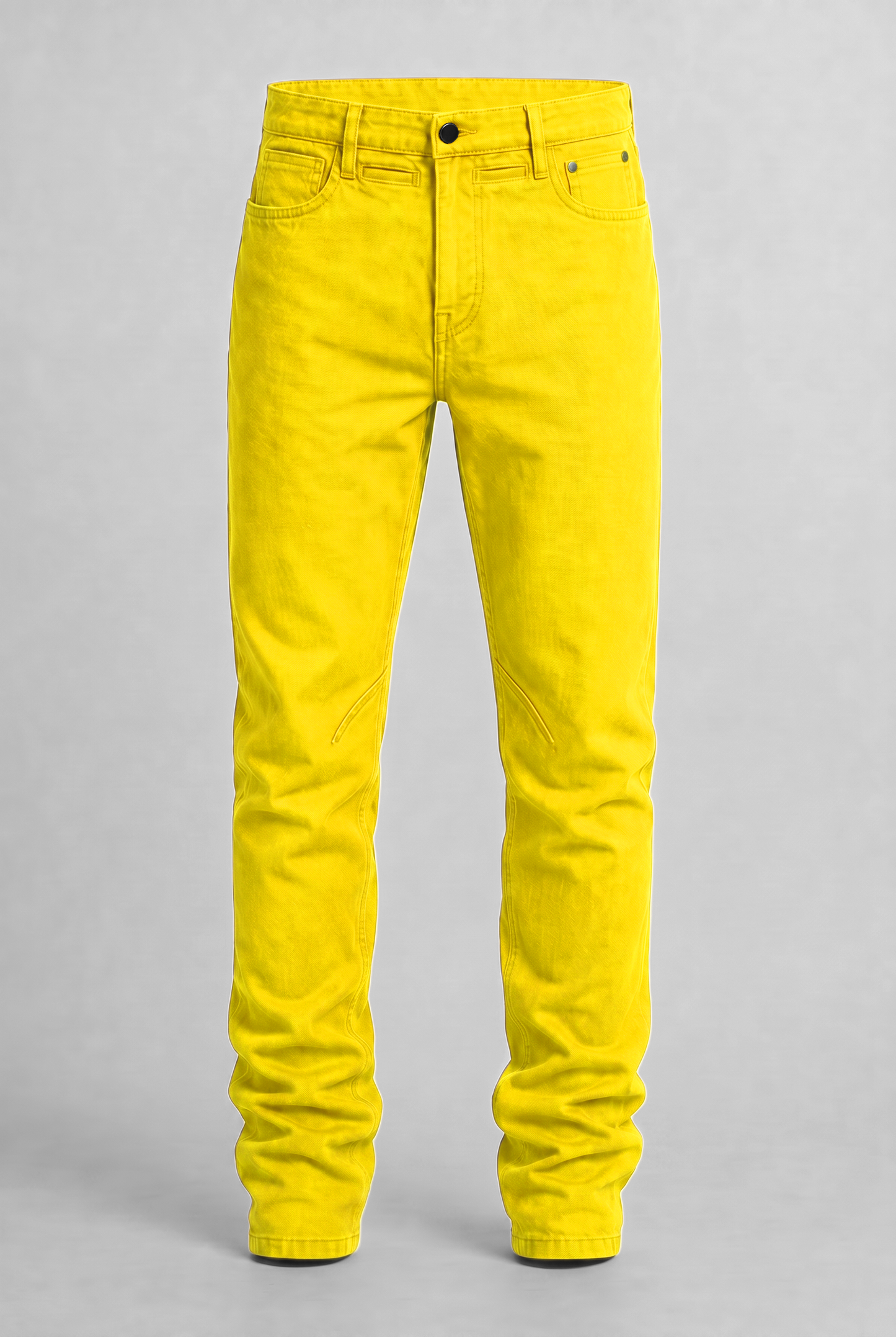 VITA NOVA new life single-color utility denim pants front view, in yellow | F.A.M.E. X streetwear